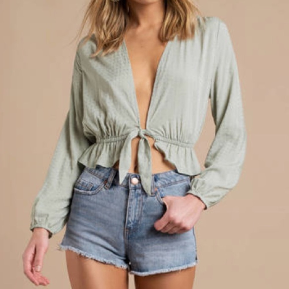 Tobi Tie Up Satin Blouse